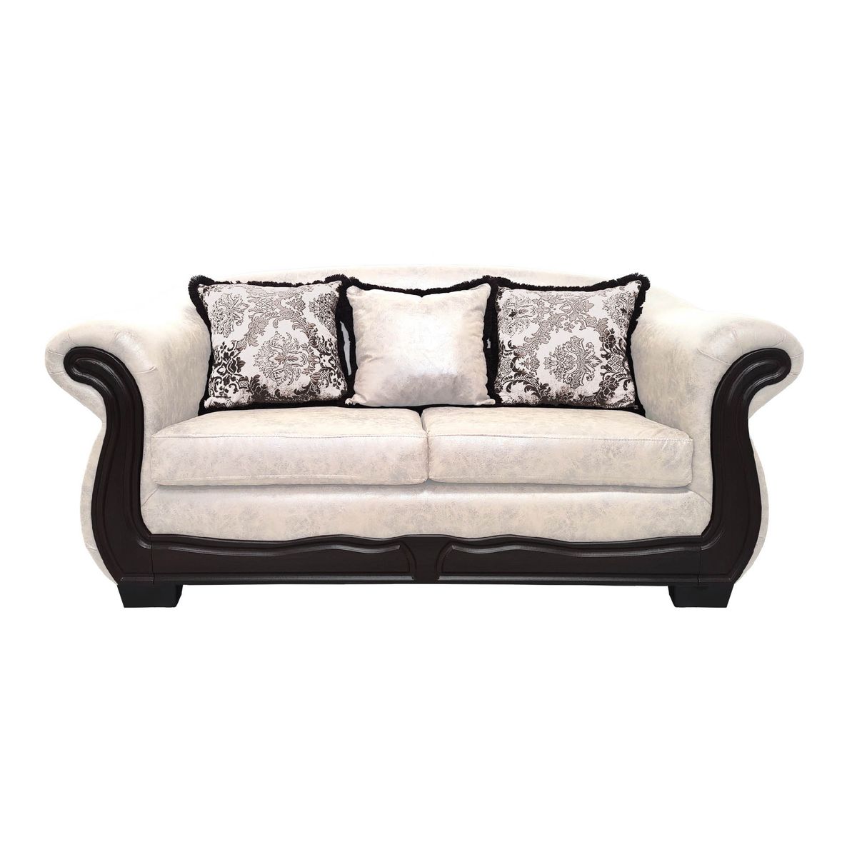 AMERICA DECORA - Sofá Con Resorte Estructural 3 Cuerpos Búfalo Envejecido Blanco Cálido