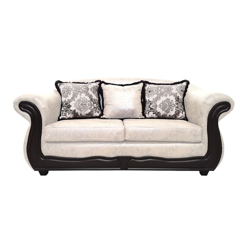 AMERICA DECORA - Sofá 3 personas Grand Búfalo Jaspeado Blanco Deluxe