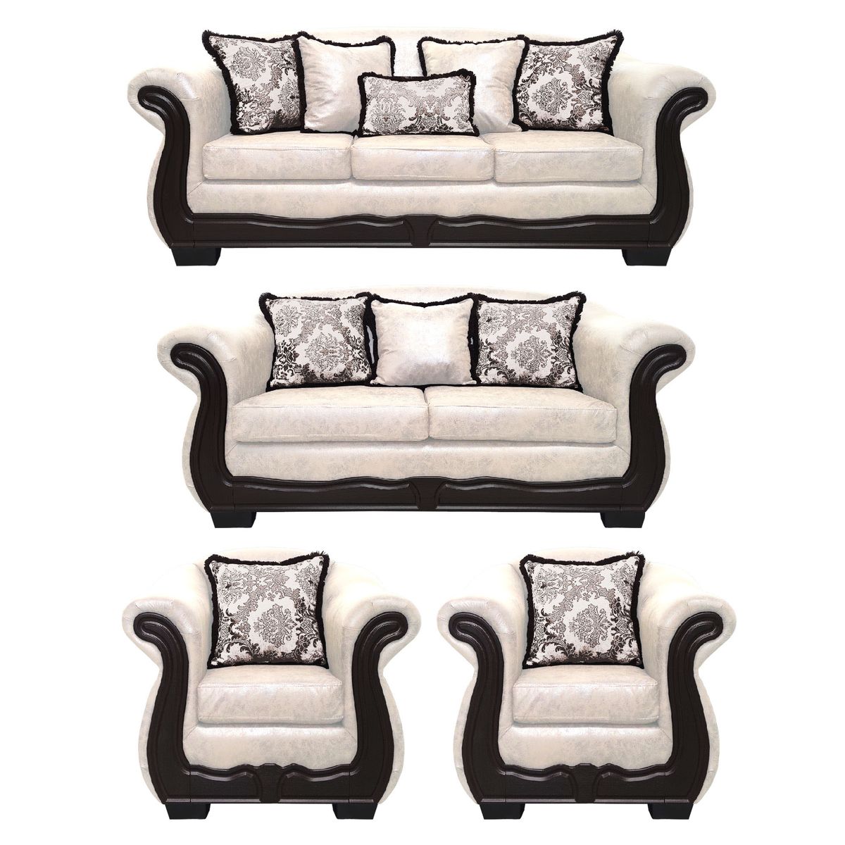 AMERICA DECORA - Living Con Resorte Estructural Búfalo 9 Cuerpos 4+3+1+1 Envejecido