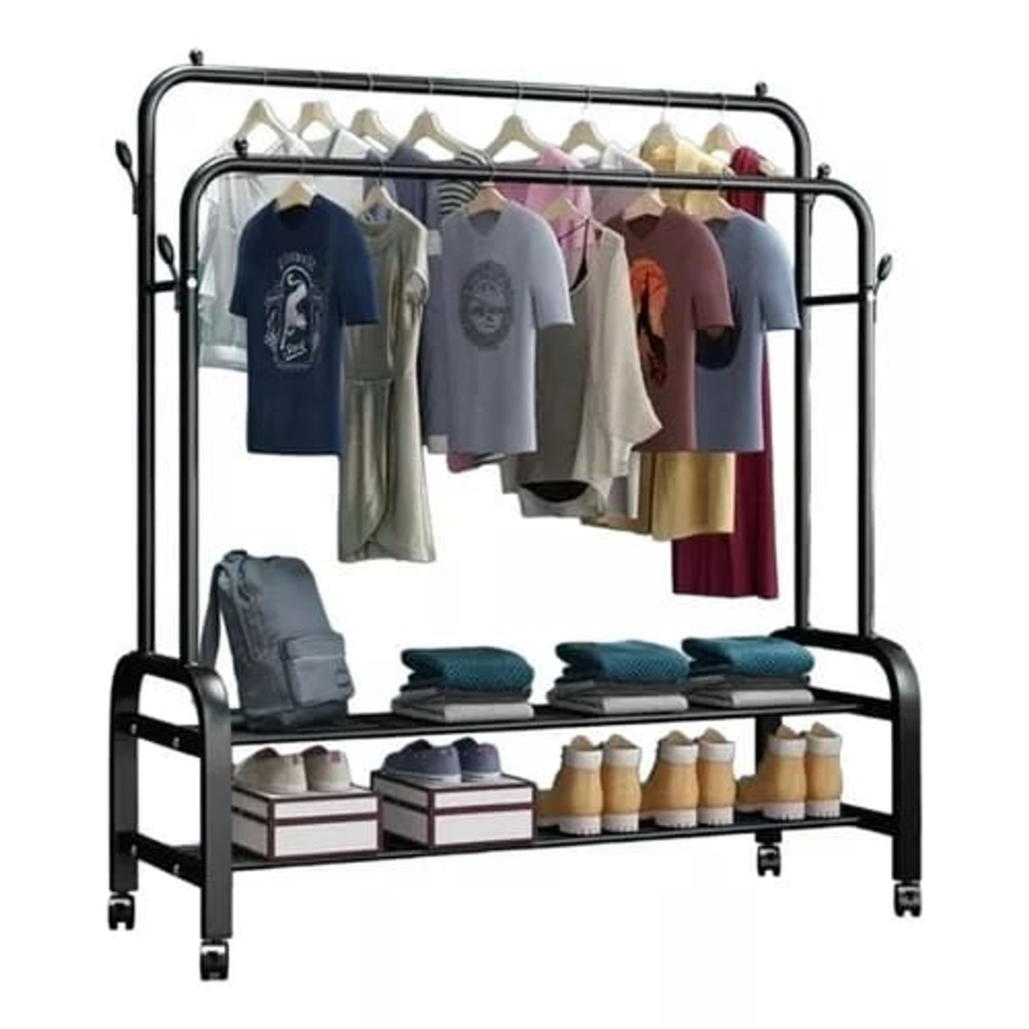 GENERICO PERCHERO METÁLICO DOBLE BARRA COLGADOR PARA ROPA CON