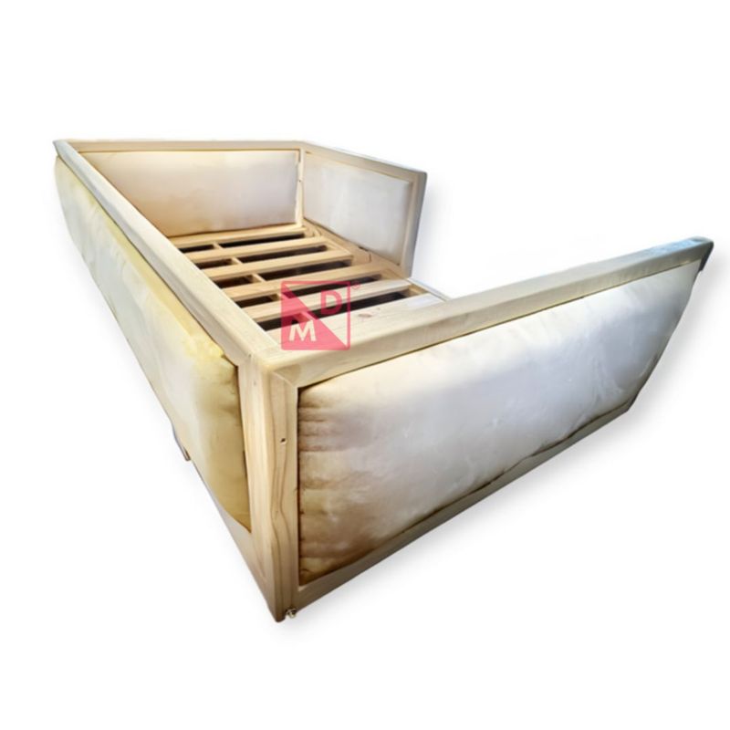 MPA DECOHOGAR - Cama infantil acolchada en felpa - 1,5 plaza crema