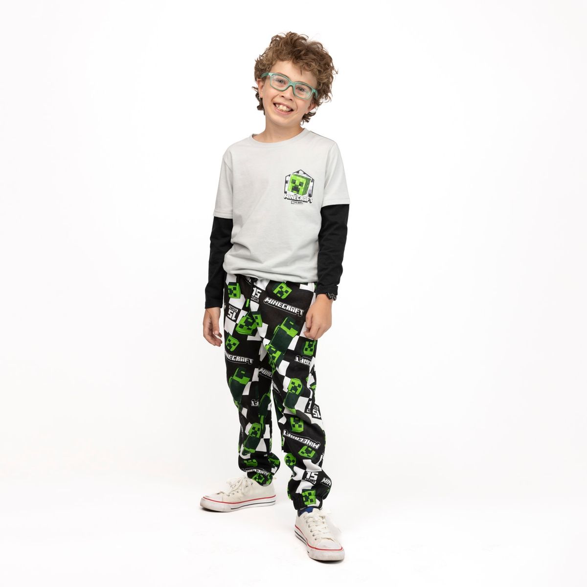 MINECRAFT - Pantalon de Buzo Niño Rotativo Negro Minecraft