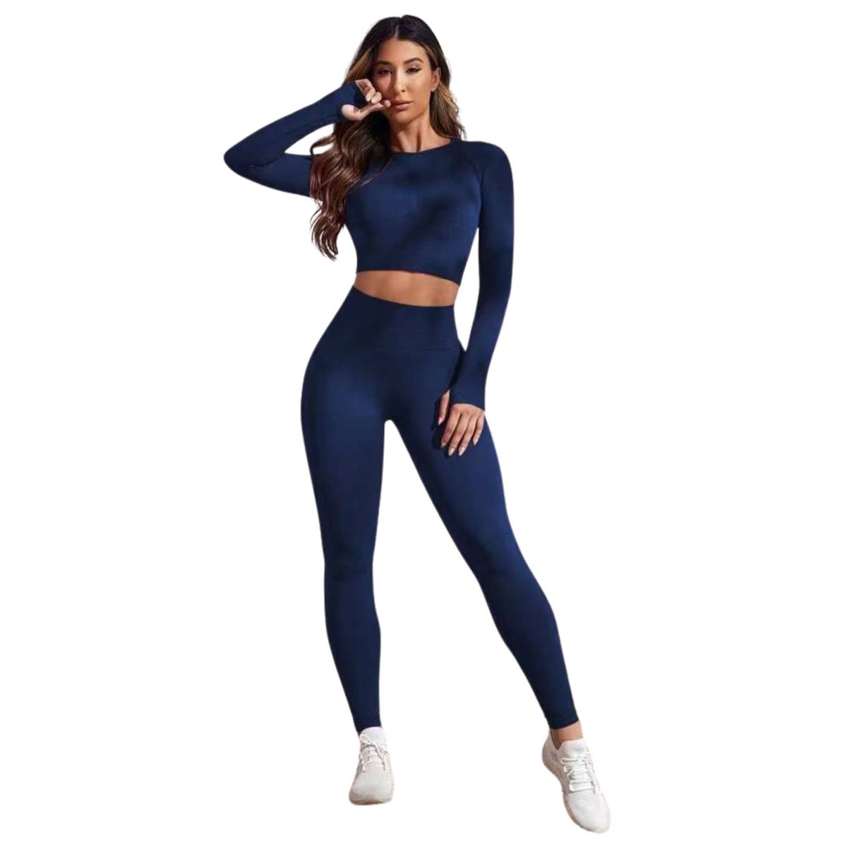 SUKHA - Conjunto Push Up Manga Larga Tiro Alto Azul Sukha