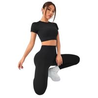 Conjunto Push Up Manga Corta Tiro Alto Negro