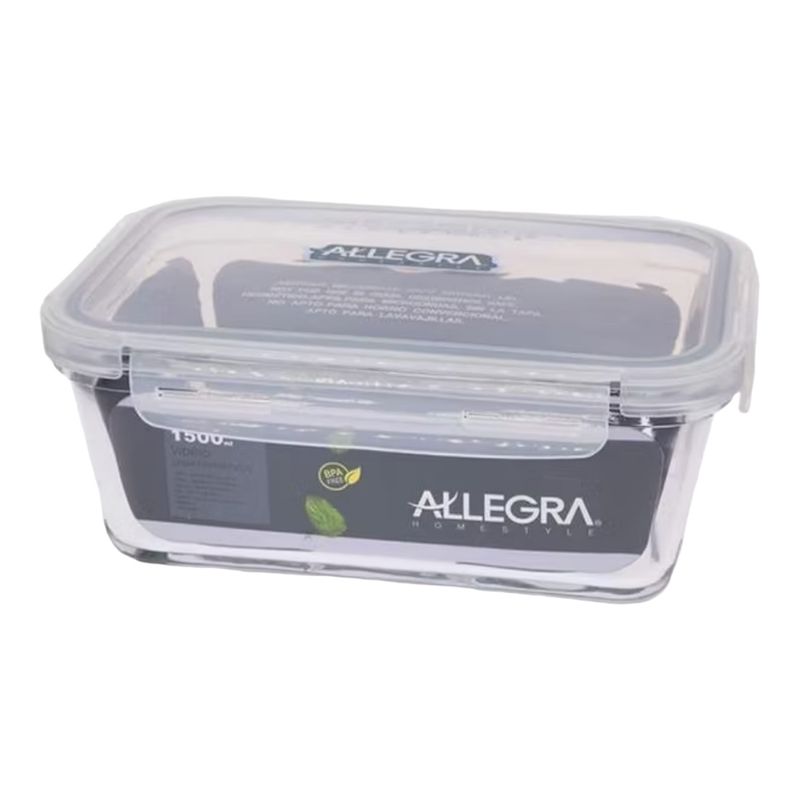 ALLEGRA - Contenedor Hermético Vidrio Templado Rectangular 1500ml