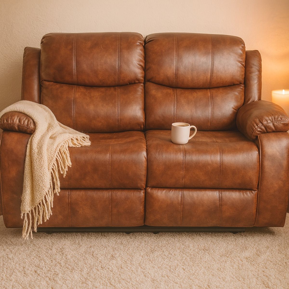 SWEET HOGAR - Sofá Berger reclinable de 2 cuerpos color café moro