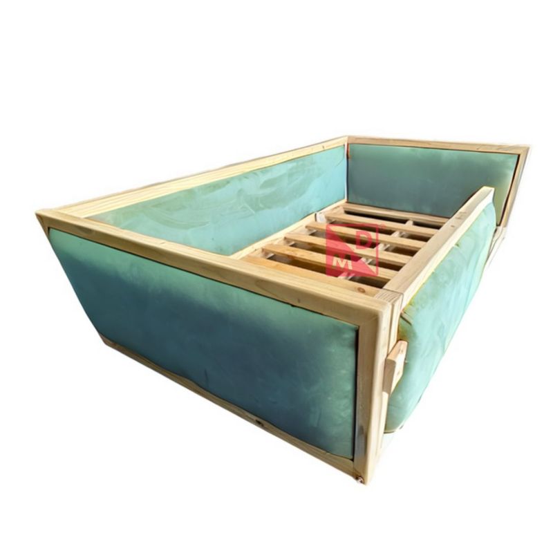 MPA DECOHOGAR - Cama infantil acolchada en felpa - 1,5 plaza celeste