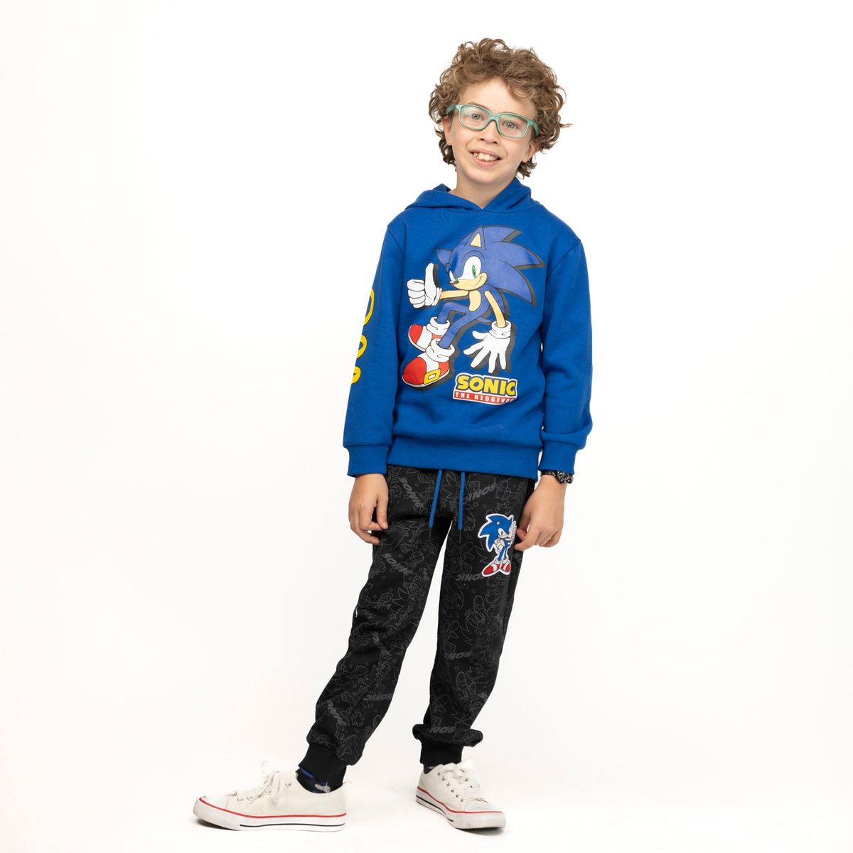 SONIC - Pantalon de Buzo Niño Full Print Negro Sonic