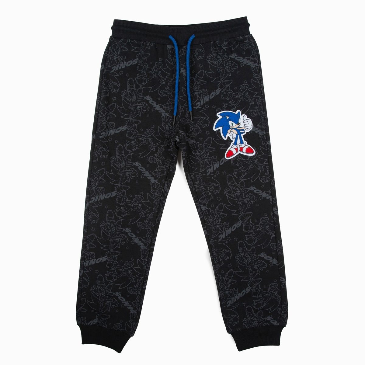 SONIC - Pantalon de Buzo Niño Full Print Negro Sonic