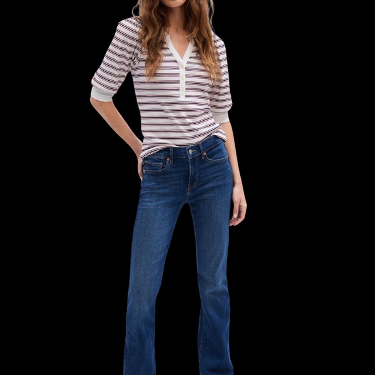 GAP - Jeans Baby Boot Tiro Medio Medium Wash Mujer Azul