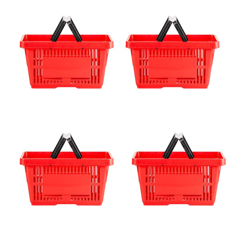 GENERICO - Canastas plásticas 21lt 24x29x43cm Rojo 4 unidades Bighouse