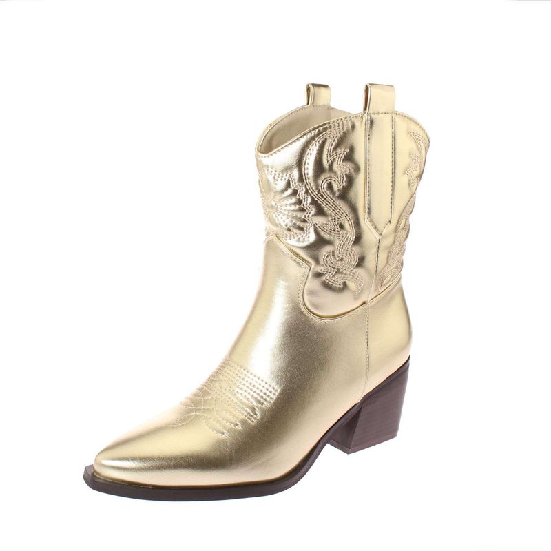 VIA FRANCA - Bota Vaquera Para Mujer Color Dorado