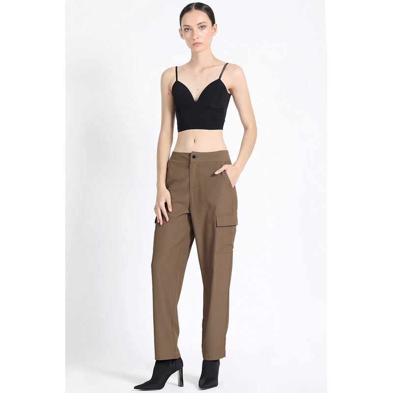 LIOLA - Pantalon Sastre Cargo, Tiro Medio, Café Liola