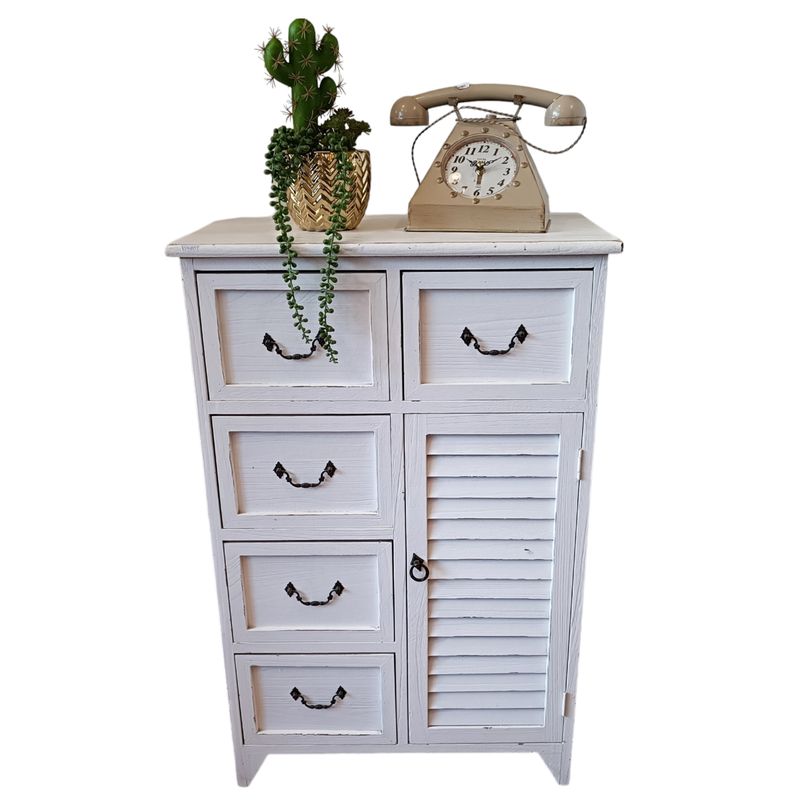 GENERICO - MUEBLE  MADERA ESTILO VINTAGE DECAPADO BLANCO