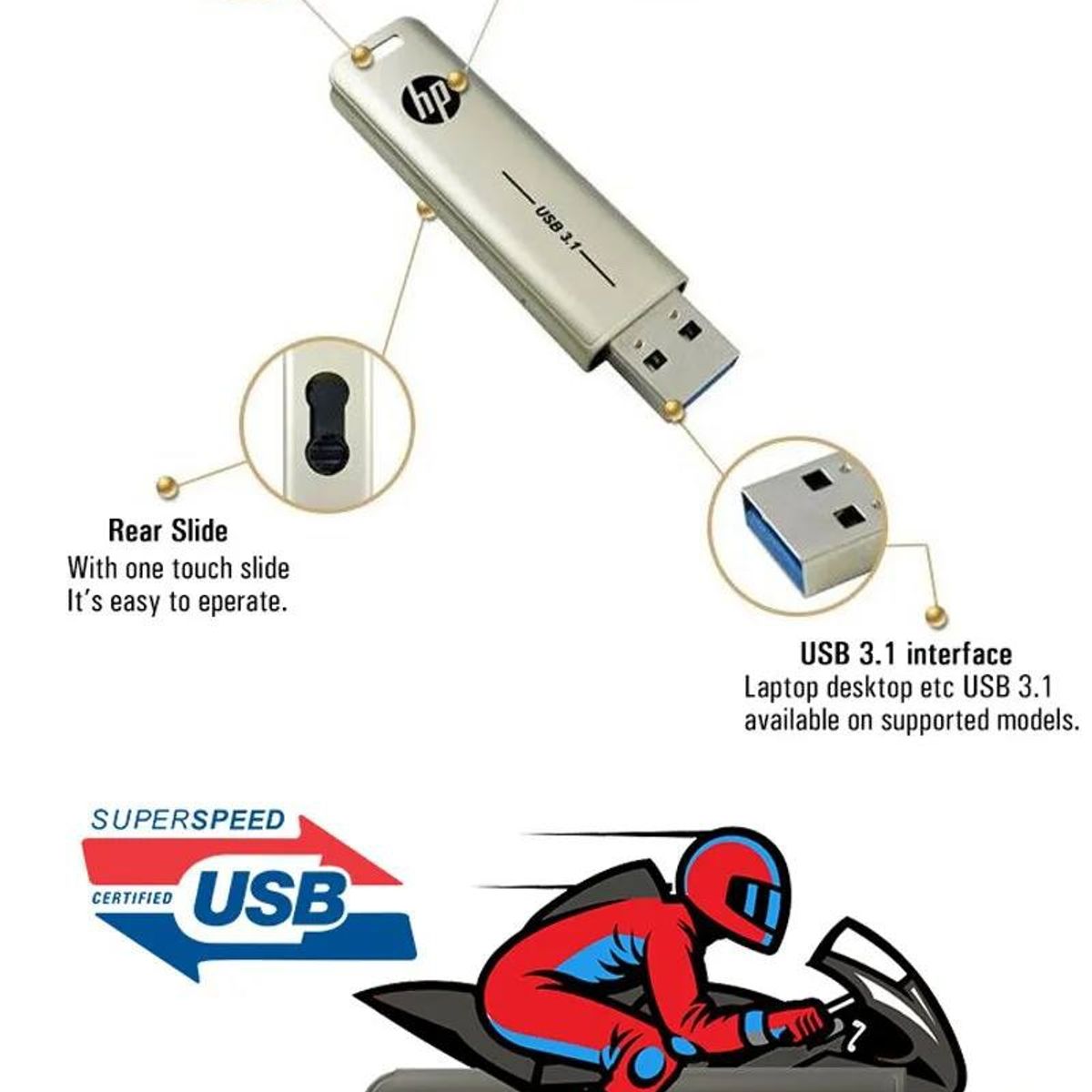 GENERICO - PenDrive flash USB HP 32GB de alta velocidad USB 2,0
