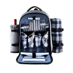 GENERICO - Mochila Picnic + 30 Utensilios Para 4 Personas Outdoor