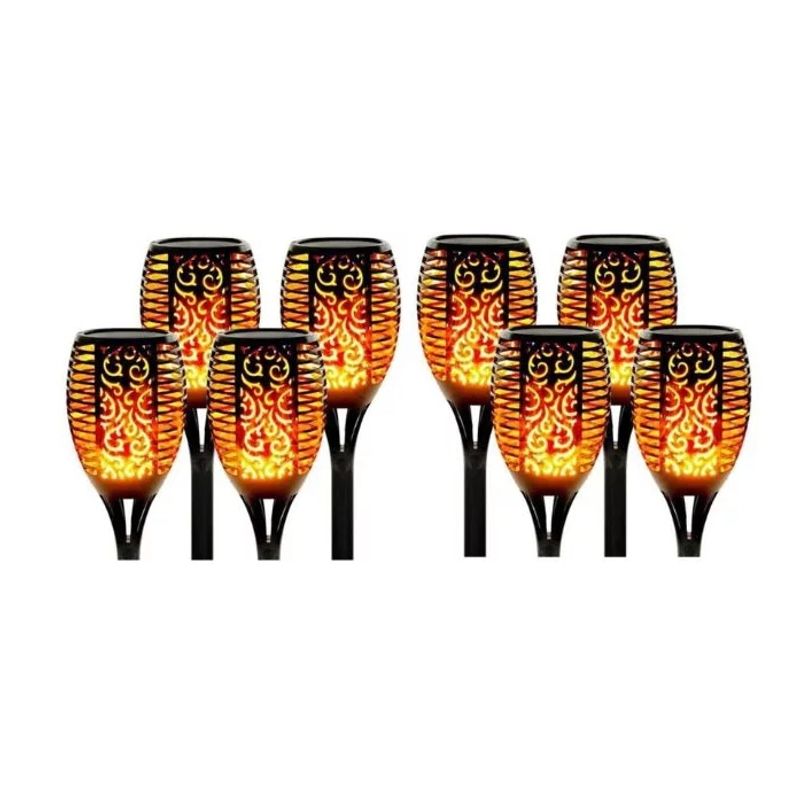 GENERICO - Pack x8 Lampara Luces Solares Antorchas Led Estaca 58 cm