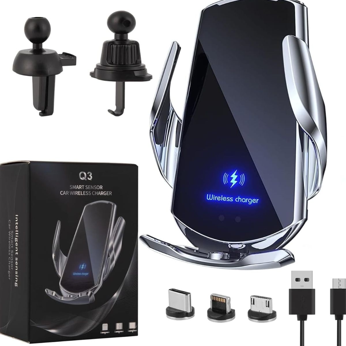 GENERICO - Soporte Para Celular Con Carga Inteligente Q3 Automóvil