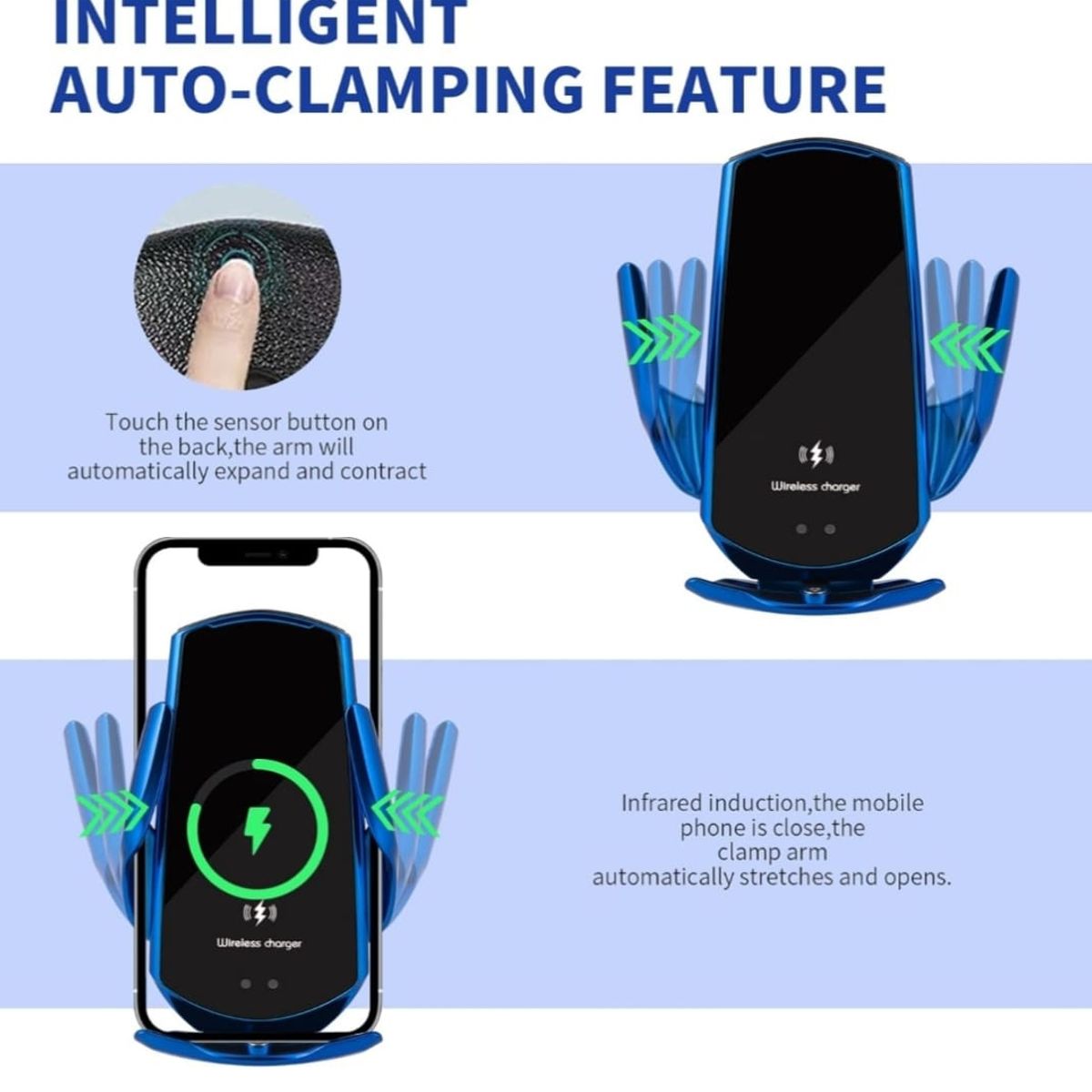 GENERICO - Soporte Para Celular Con Carga Inteligente Q3 Automóvil