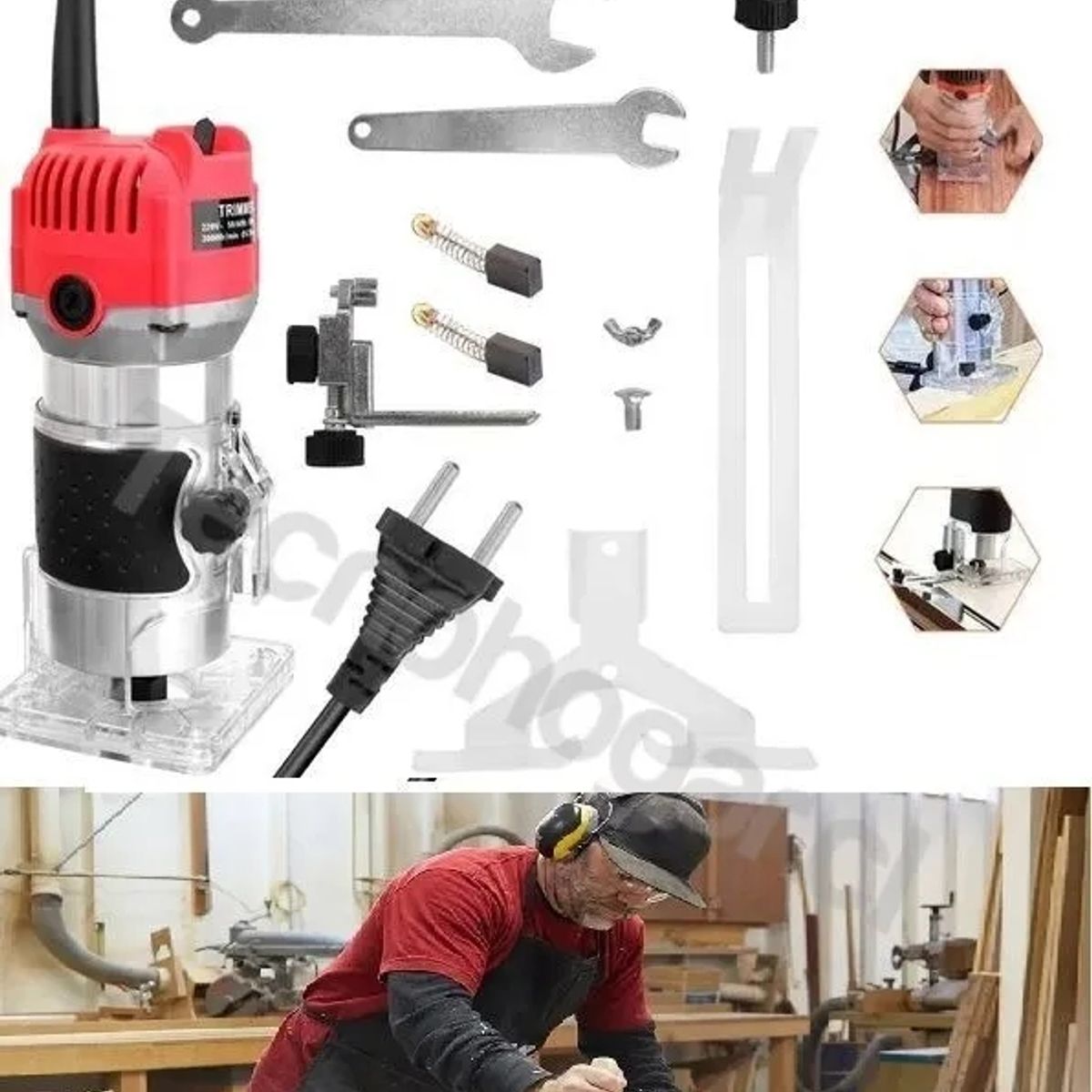 GENERICO - Fresadora Router Para Tallar Cortar Recortar Ranurar Madera