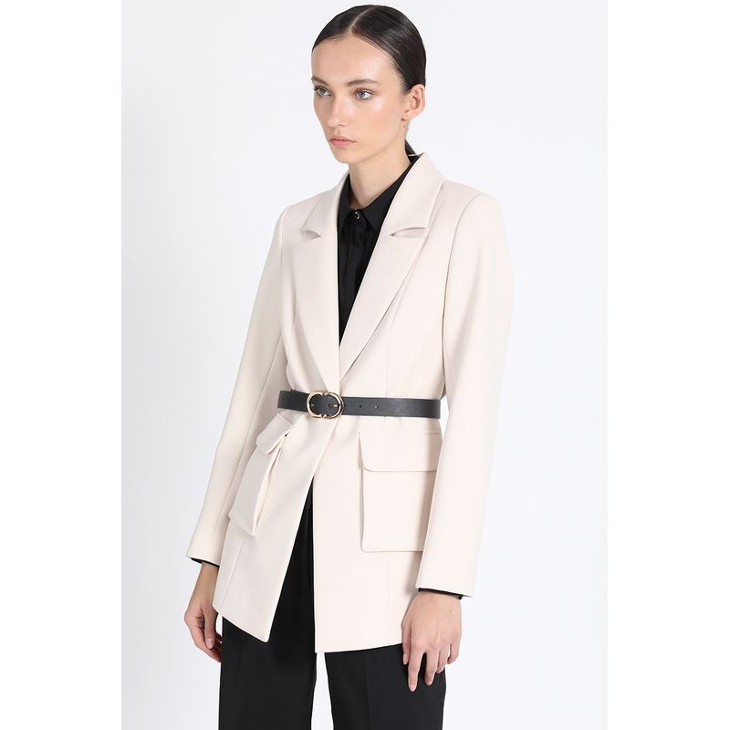 LIOLA - Blazer Largo Entallado Cargo, Crudo Liola