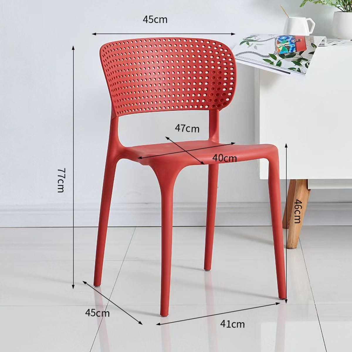 TEVERE - Silla de Escritorio Apilable Roja