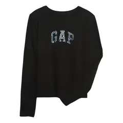 GAP - Polera Logo Manga Larga Floral Negro