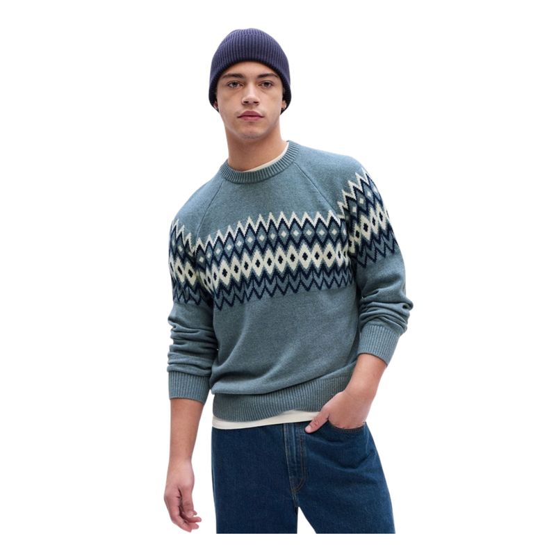 GAP - Chaleco Fair Isle Cuello Redondo Celeste GAP