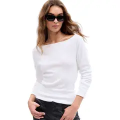GAP - Polera Cuello Bote Manga Larga Blanco