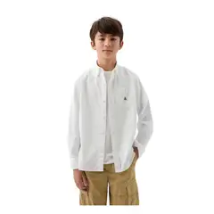 GAP - Camisa Oxford Manga Larga Niño Blanco