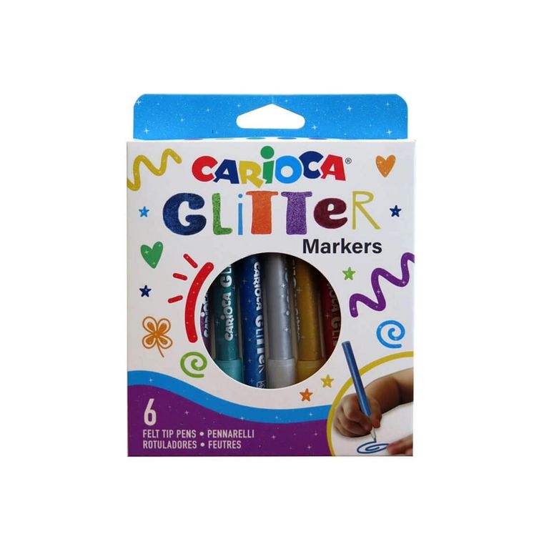Marcador Glitter 6 Colores Tinta a Base de Agua - SC