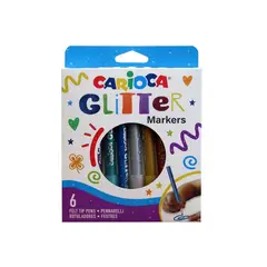 CARIOCA - Marcador Glitter 6 Colores Tinta a Base de Agua - SC