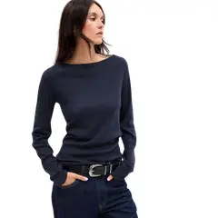 GAP - Polera Cuello Bote Manga Larga Azul