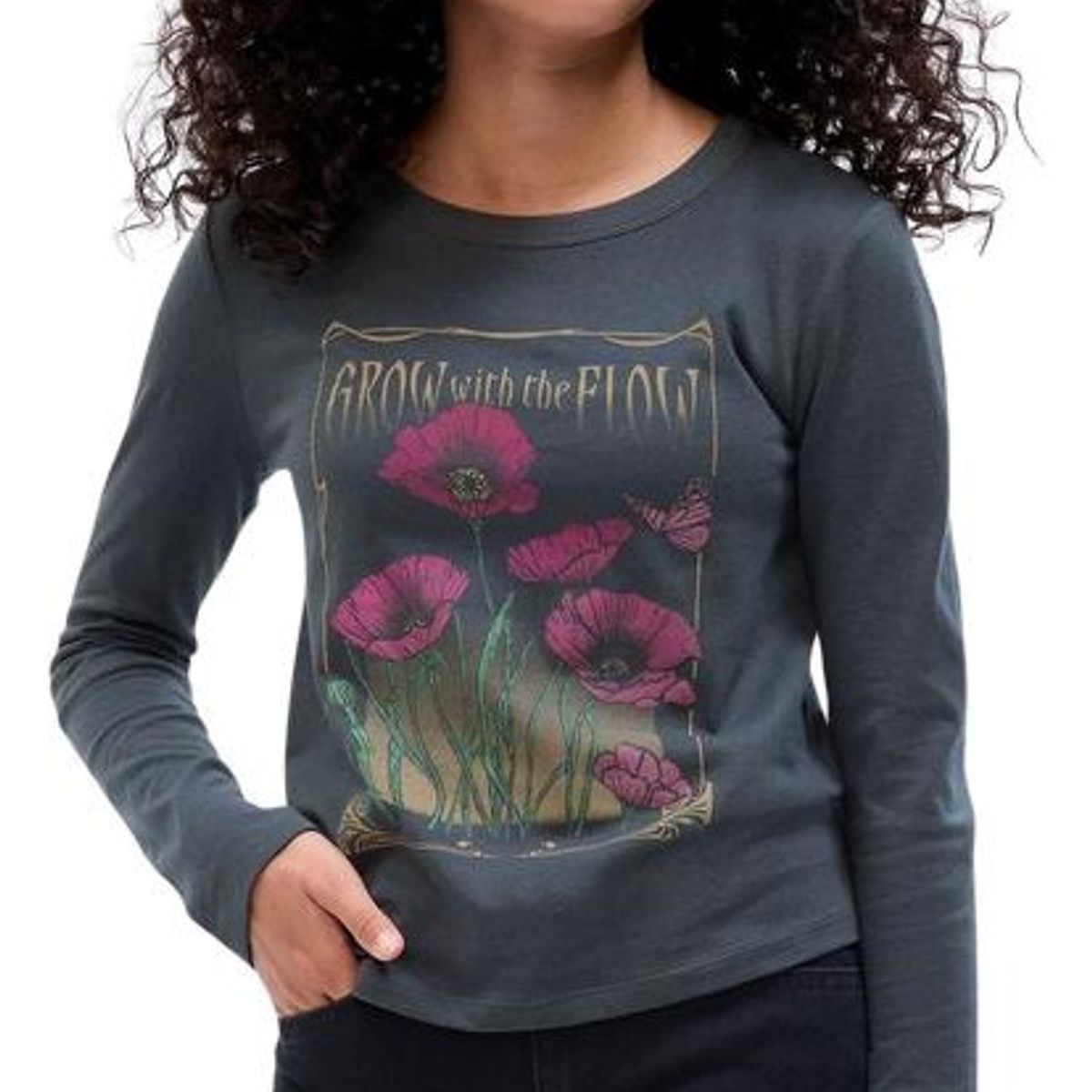 GAP - Polera Gráfica Manga Larga Gris GAP