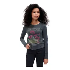 GAP - Polera Gráfica Manga Larga Gris