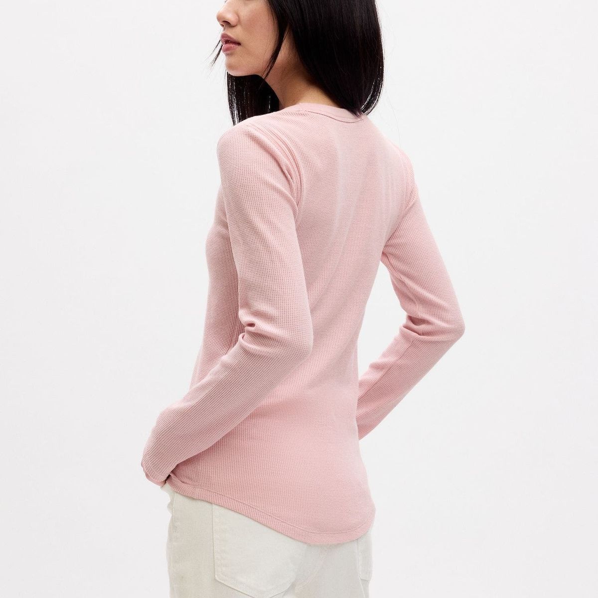 GAP - Polera Textura Waffle Manga Larga Rosa