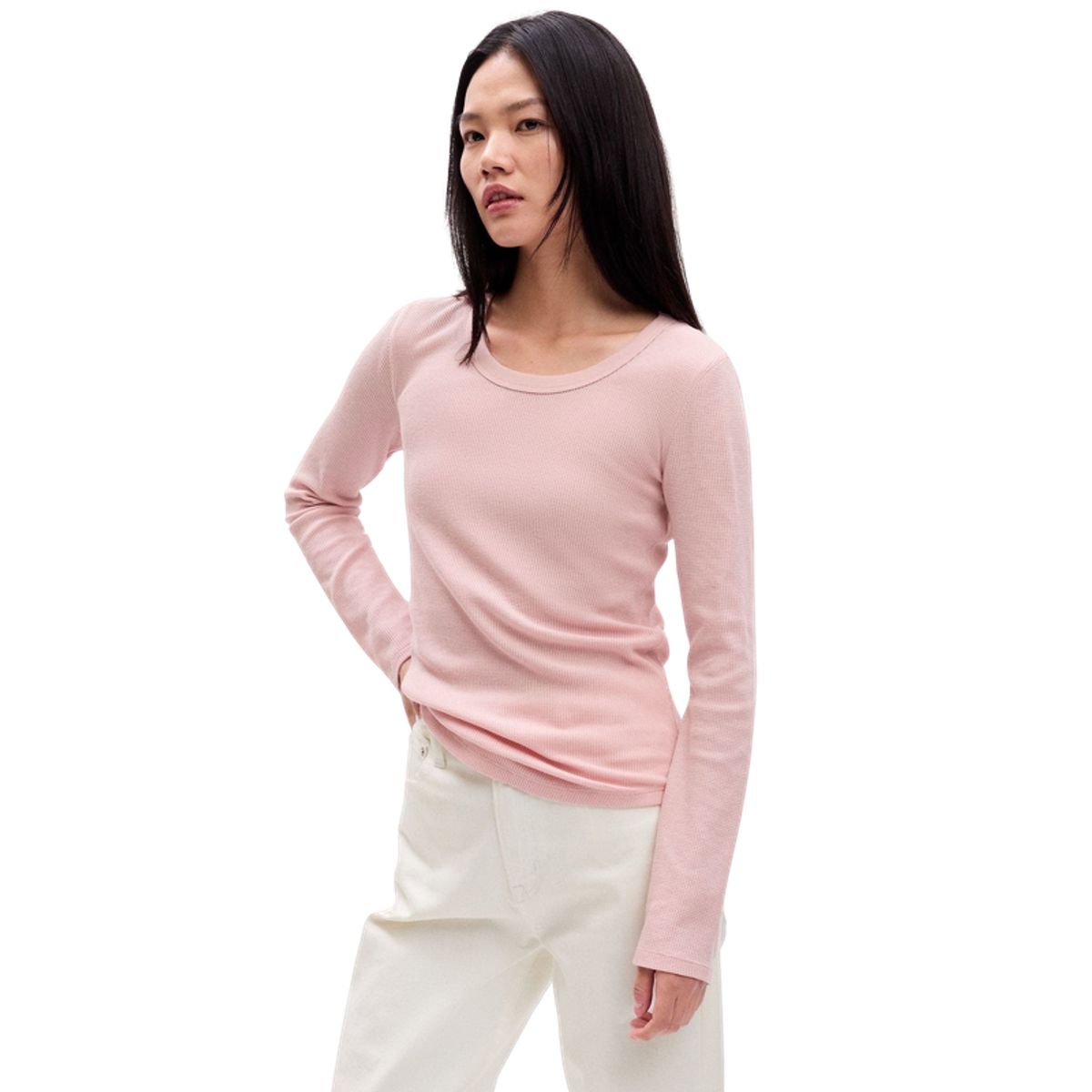 GAP - Polera Textura Waffle Manga Larga Rosa