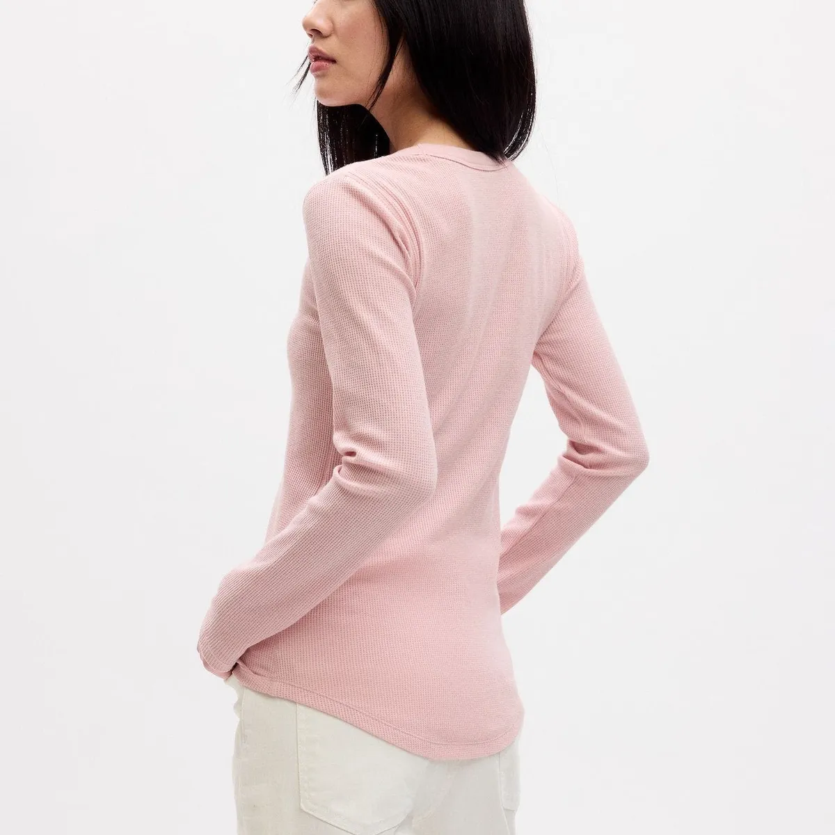 GAP - Polera Textura Waffle Manga Larga Rosa