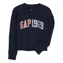 GAP - Polera Logo Manga Larga Azul Marino