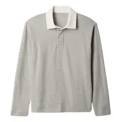 GAP - Polera Polo Manga Larga Gris