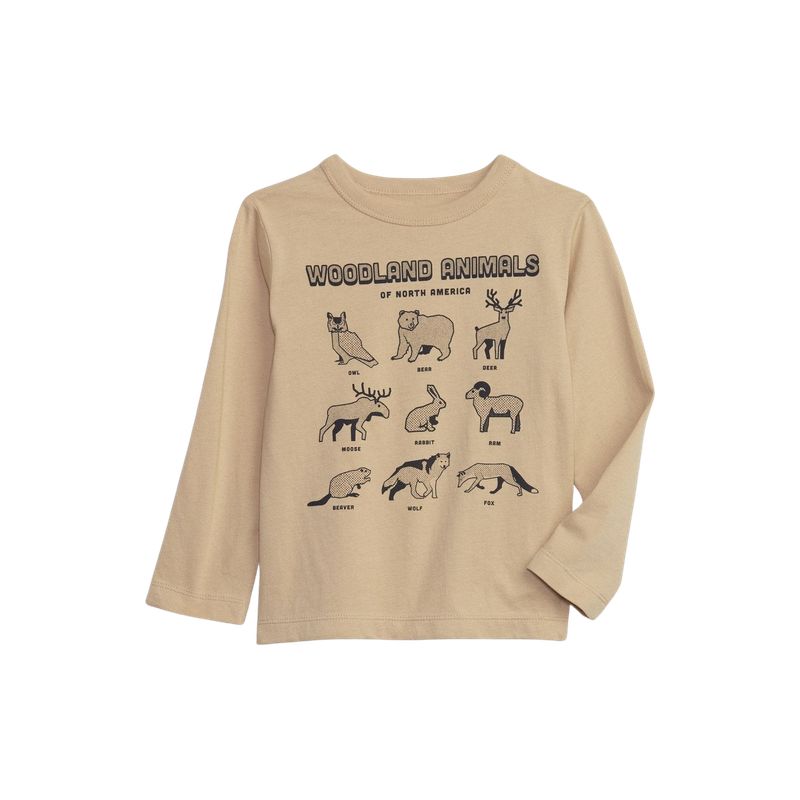 GAP - Polera Gráfica Manga Larga Beige