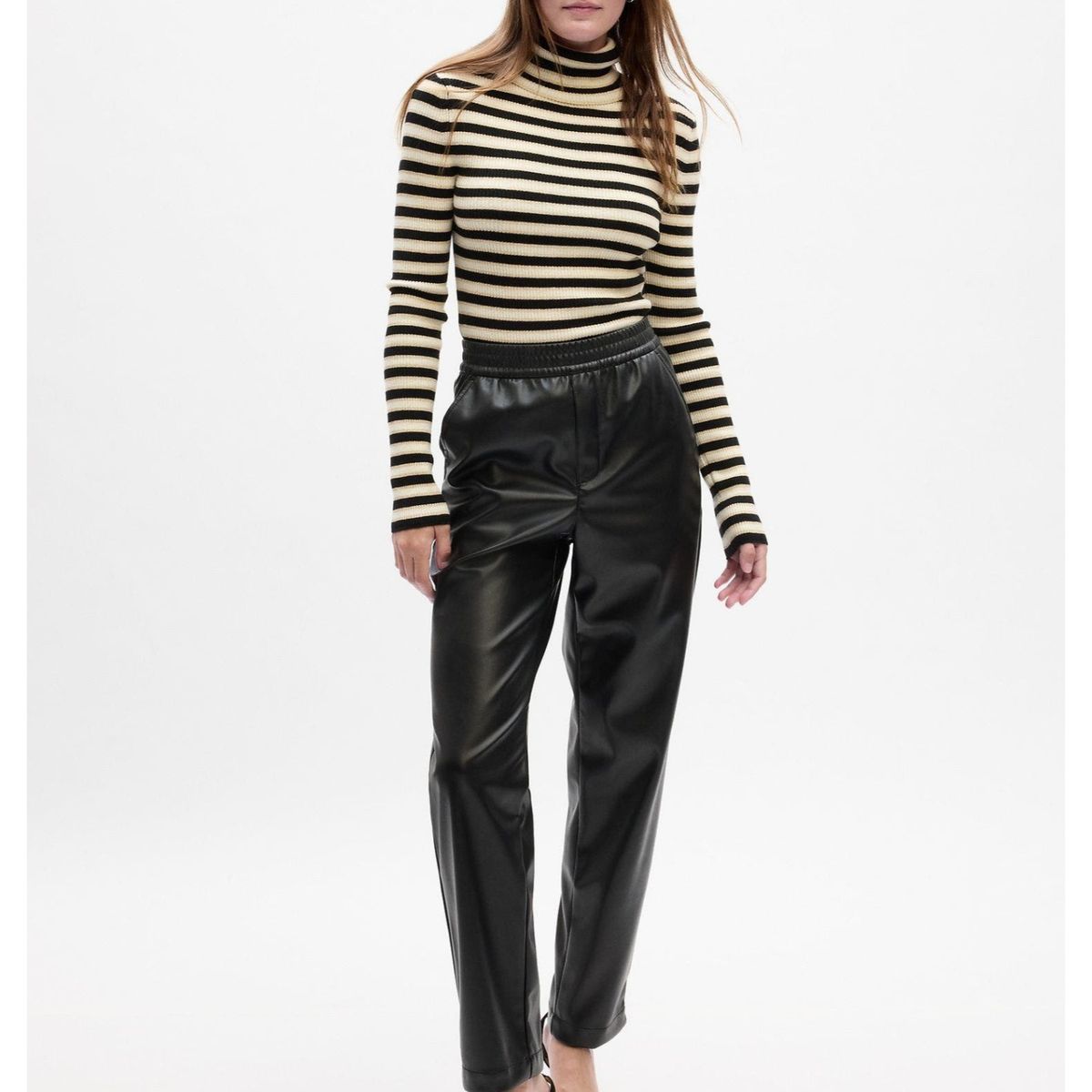 GAP - Chaleco Tejido Cuello Alto Rayado Mujer Amarillo