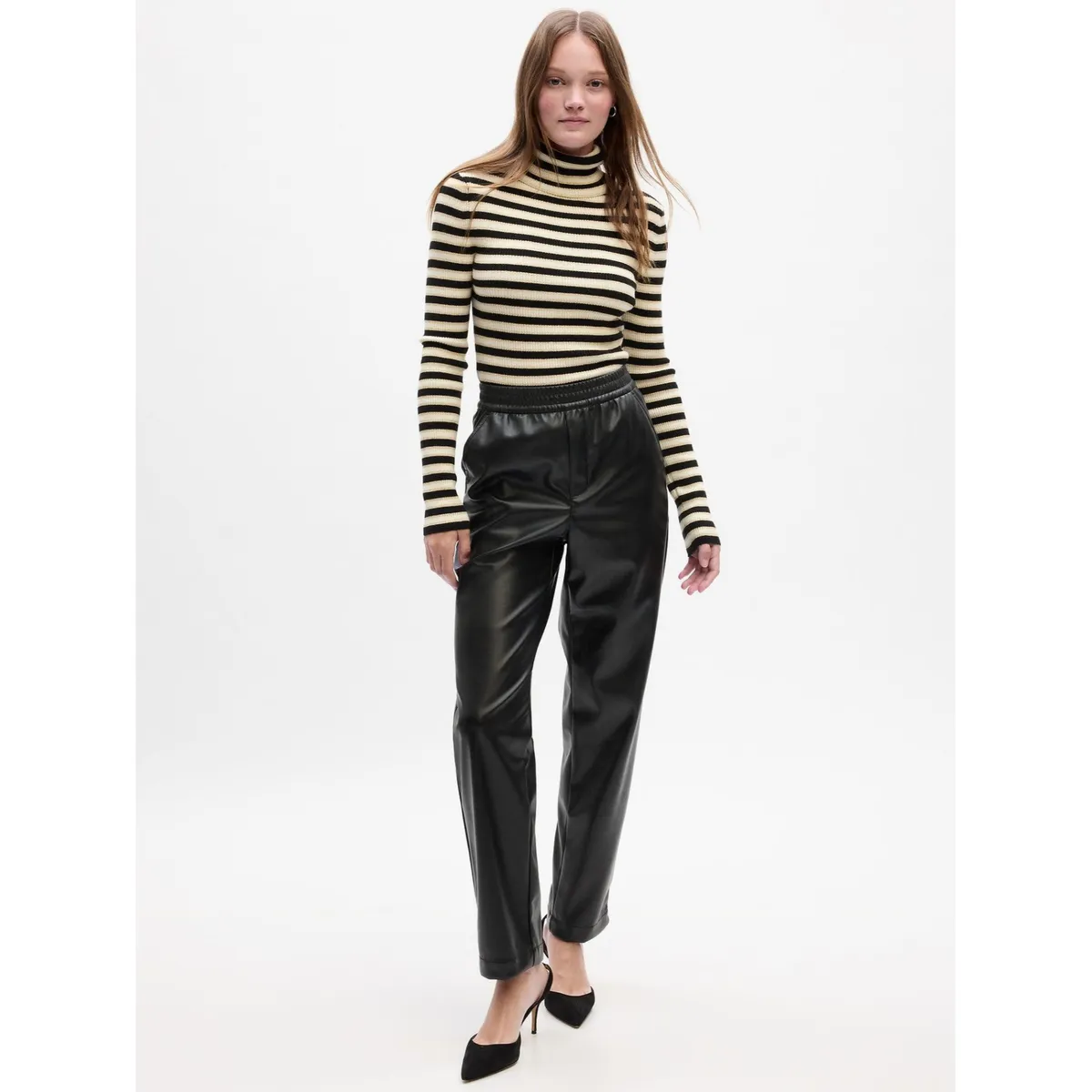 GAP - Chaleco Tejido Cuello Alto Rayado Mujer Amarillo