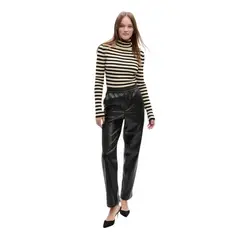 GAP - Chaleco Tejido Cuello Alto Rayado Mujer Amarillo