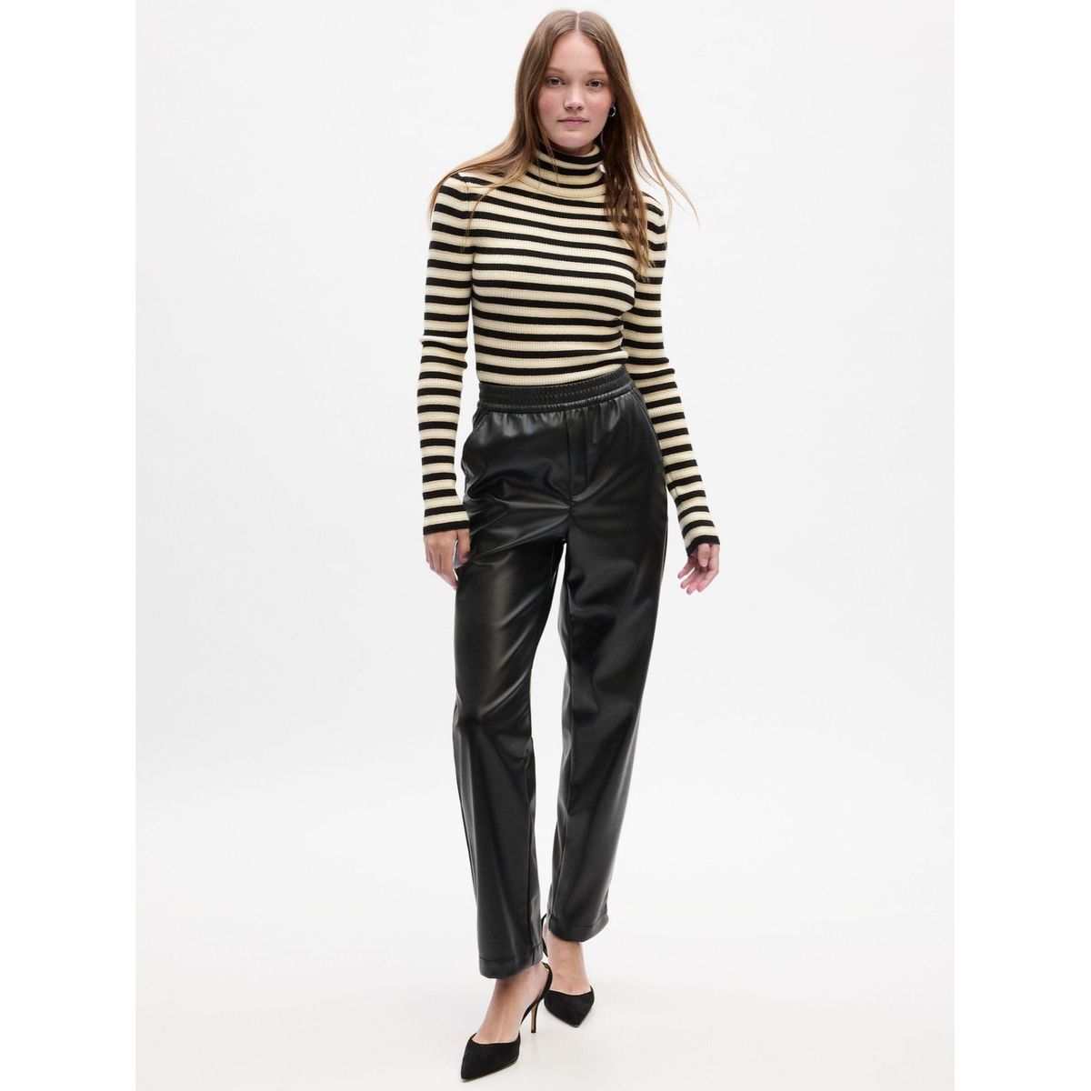 GAP - Chaleco Mujer Gap Tejido Cuello Alto Rayado Amarillo