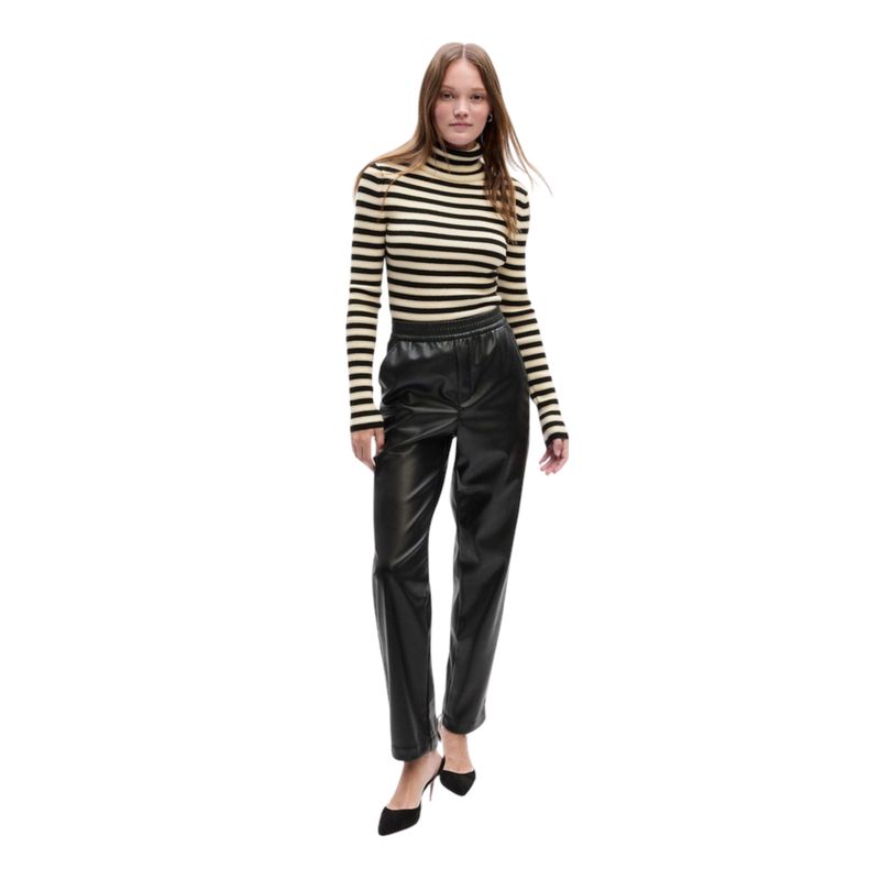 GAP - Chaleco Tejido Cuello Alto Rayado Mujer Amarillo
