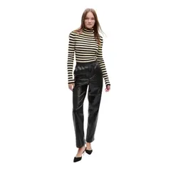 GAP - Chaleco Tejido Cuello Alto Rayado Mujer Amarillo