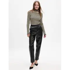 GAP - Chaleco Tejido Cuello Alto Rayado Mujer Amarillo