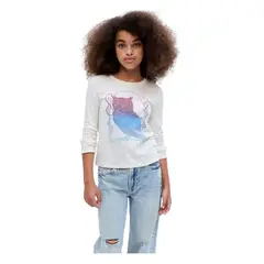 GAP - Polera Gráfica Manga Larga Niña Blanco