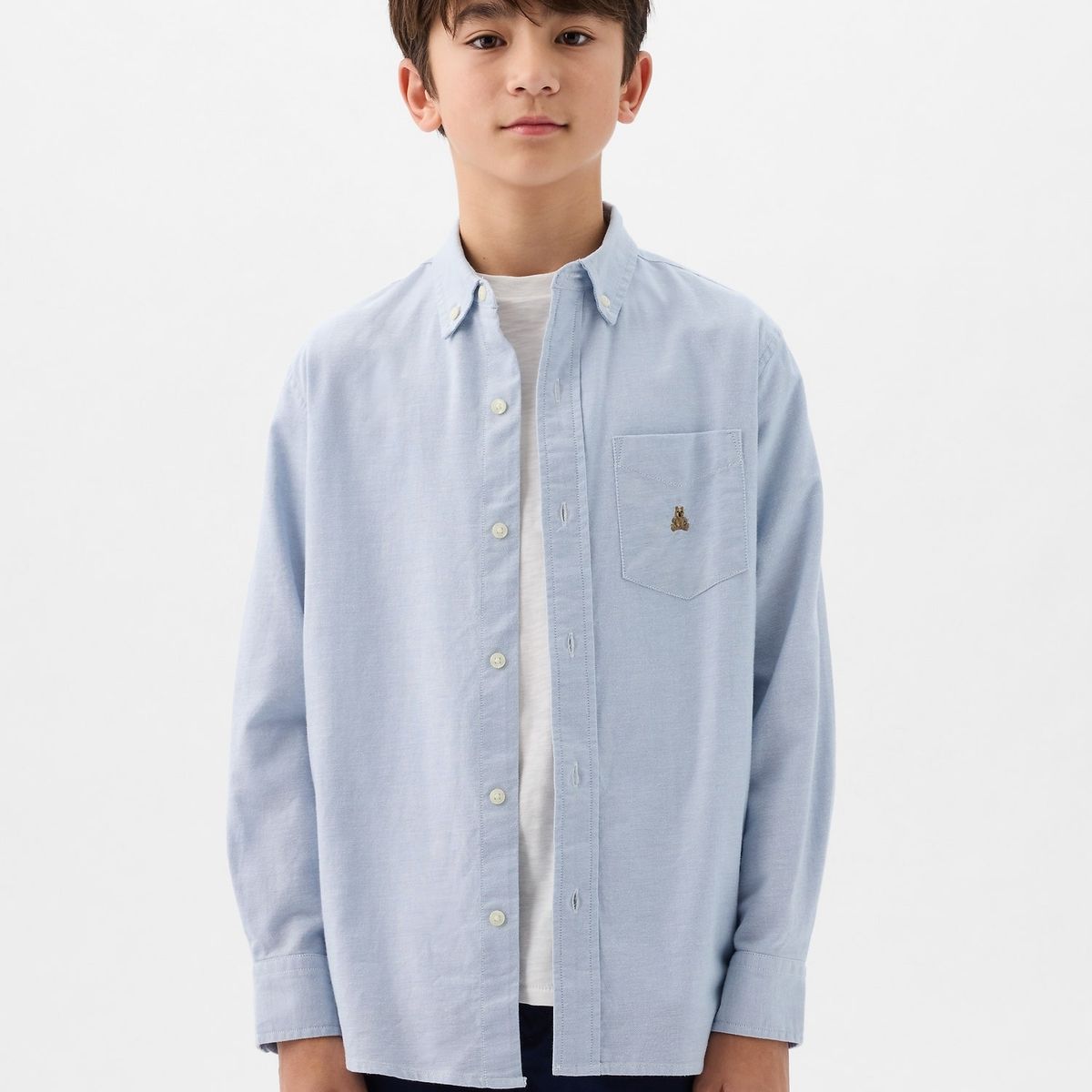 GAP - Camisa Oxford Manga Larga Niño Celeste